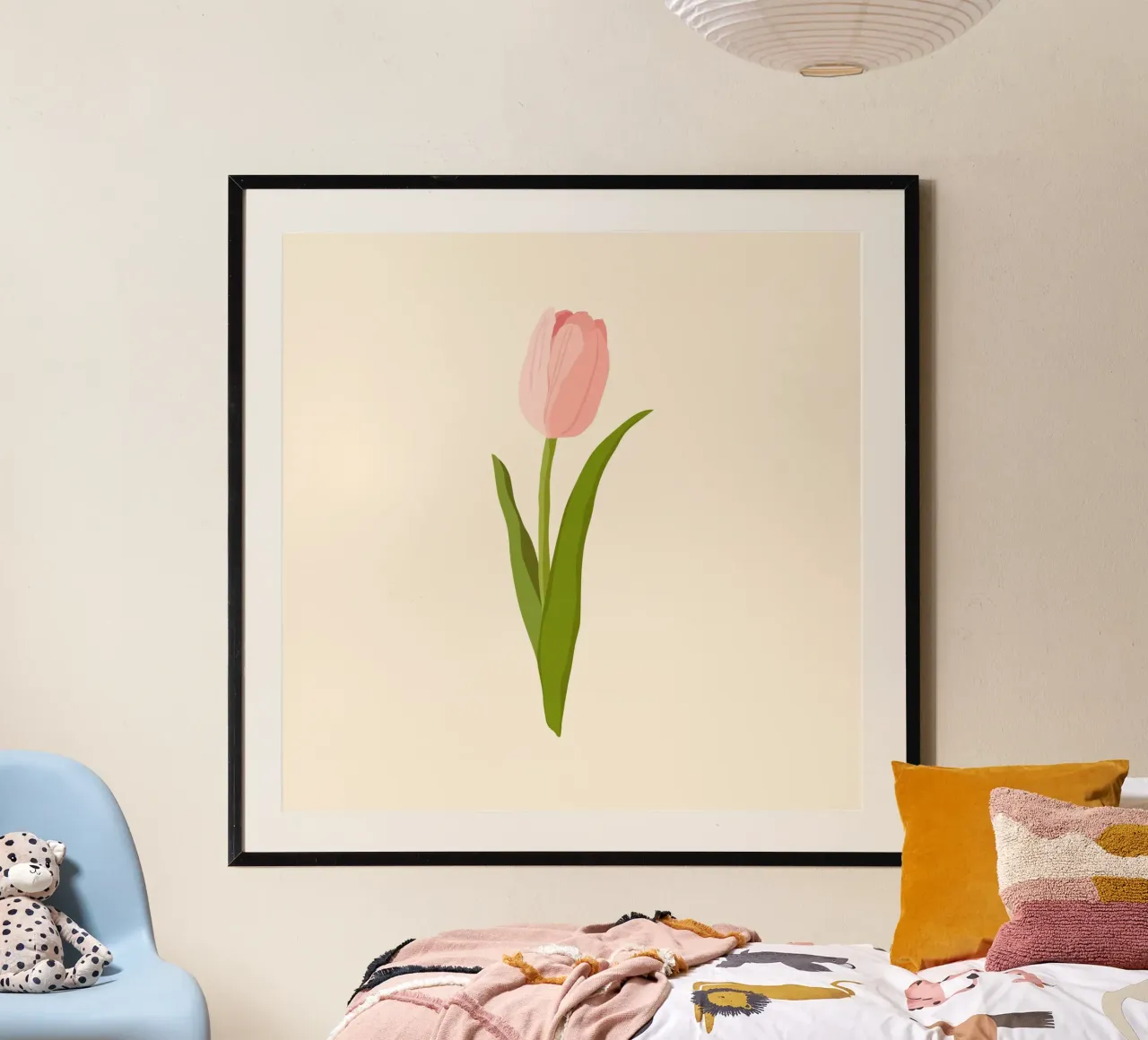 Elegant Pink Tulip Bloom | Minimalist Botanical Art Print hahnemühle by NorwesClub