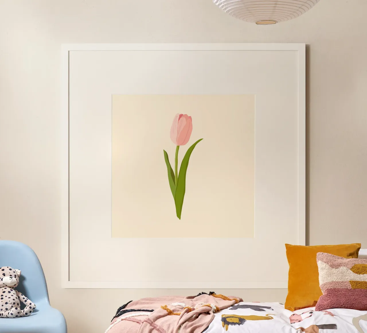 Elegant Pink Tulip Bloom | Minimalist Botanical Art Print hahnemühle by NorwesClub