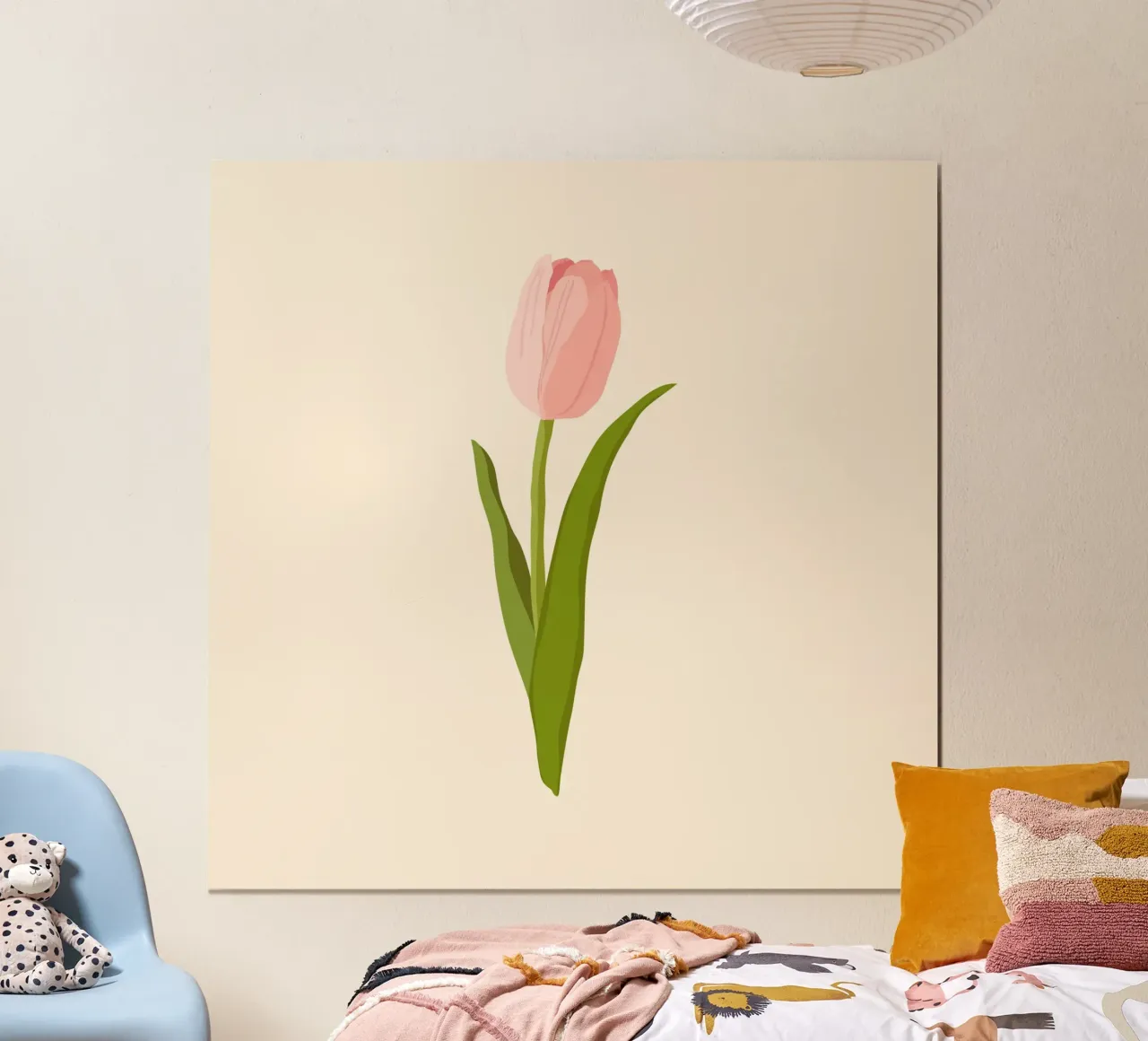 Elegant Pink Tulip Bloom | Minimalist Botanical Art Print hahnemühle by NorwesClub
