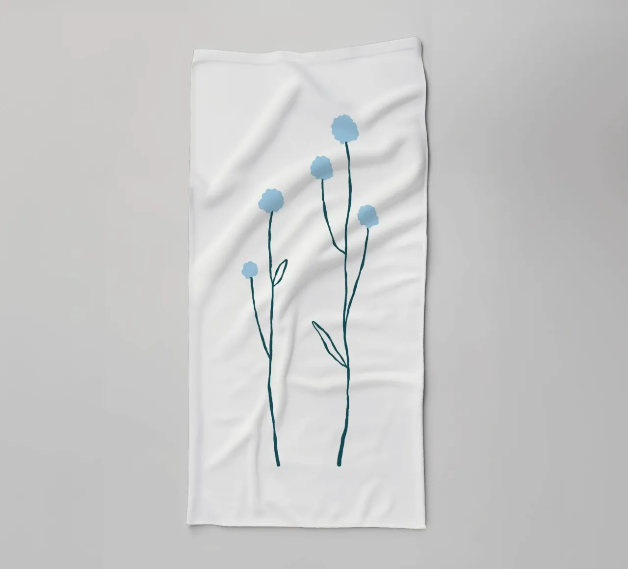 Minimalist Blue Flower Stems | Nordic Botanical Line Art Pri towel by NorwesClub