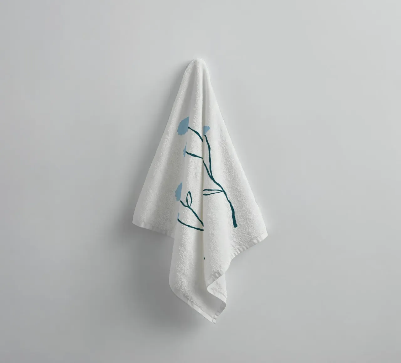 Minimalist Blue Flower Stems | Nordic Botanical Line Art Pri towel by NorwesClub