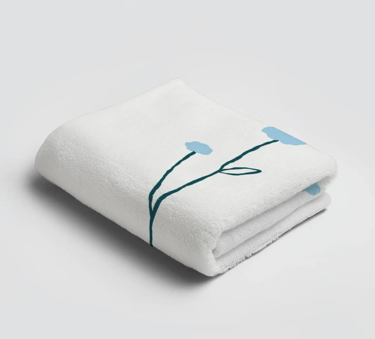 Minimalist Blue Flower Stems | Nordic Botanical Line Art Pri towel by NorwesClub