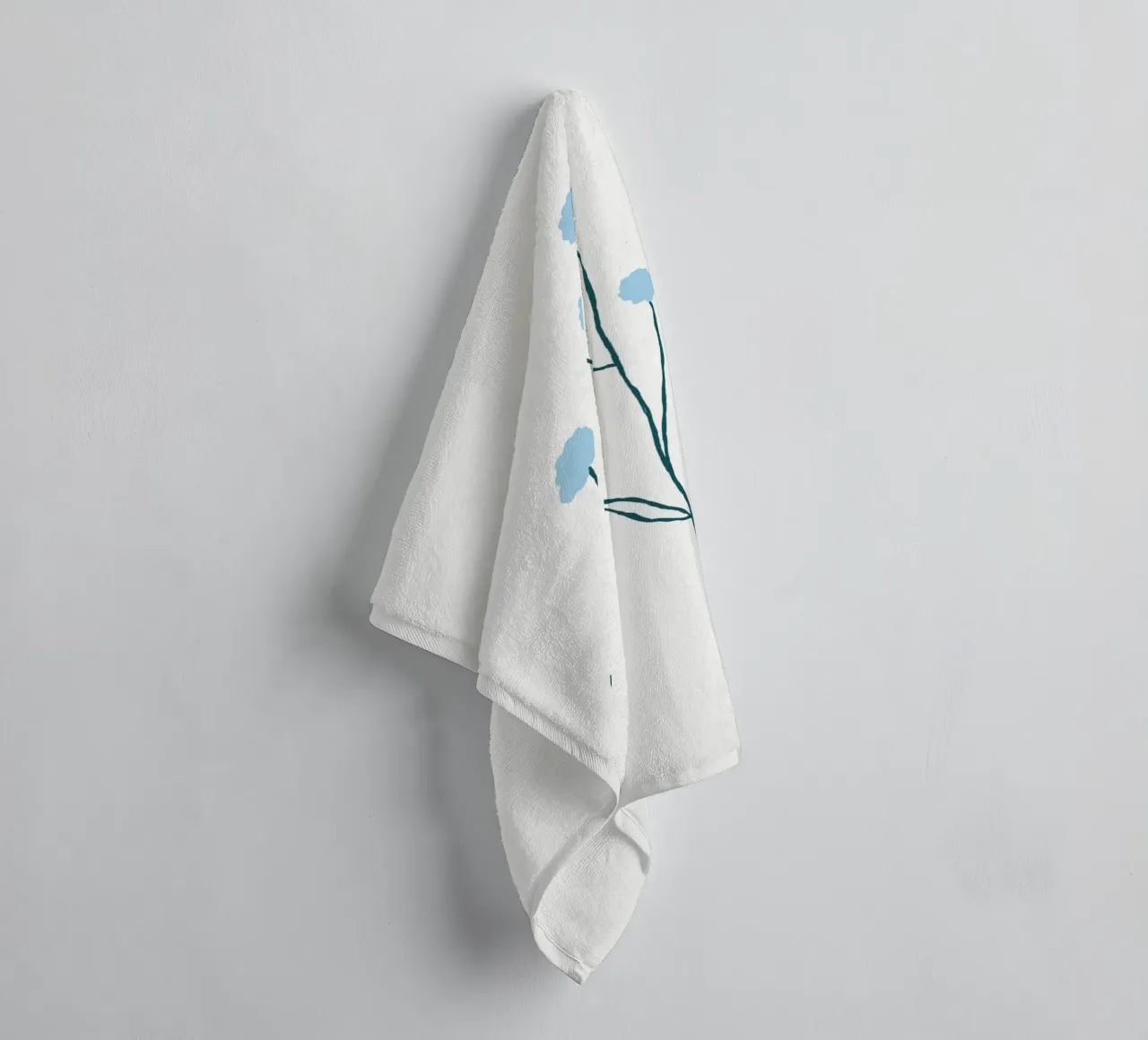 Minimalist Blue Flower Stems | Nordic Botanical Line Art Pri towel by NorwesClub
