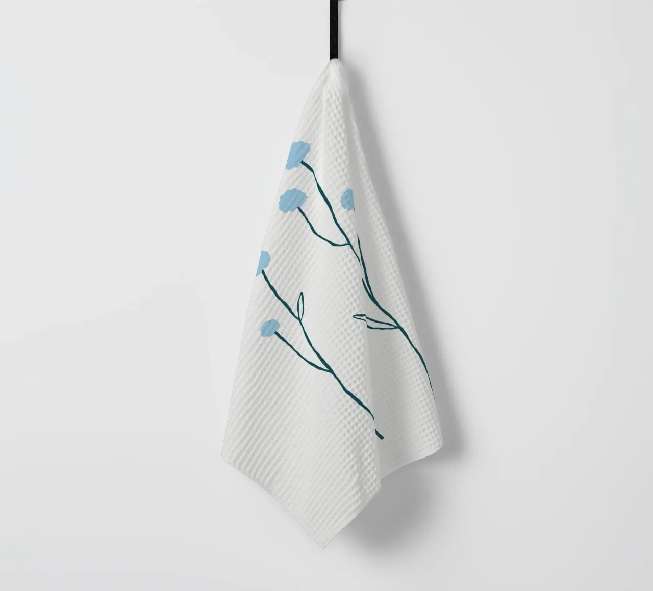 Tiges de fleurs bleues minimalistes | Nordic Botanical Line Art Pri torchon de NorwesClub