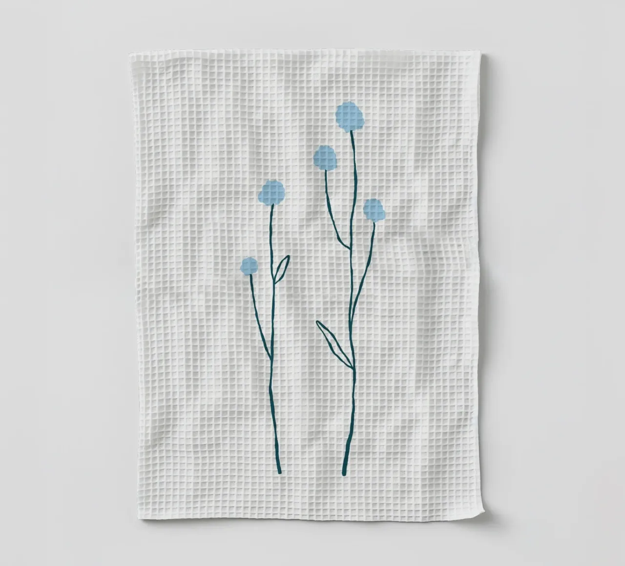 Tiges de fleurs bleues minimalistes | Nordic Botanical Line Art Pri torchon de NorwesClub