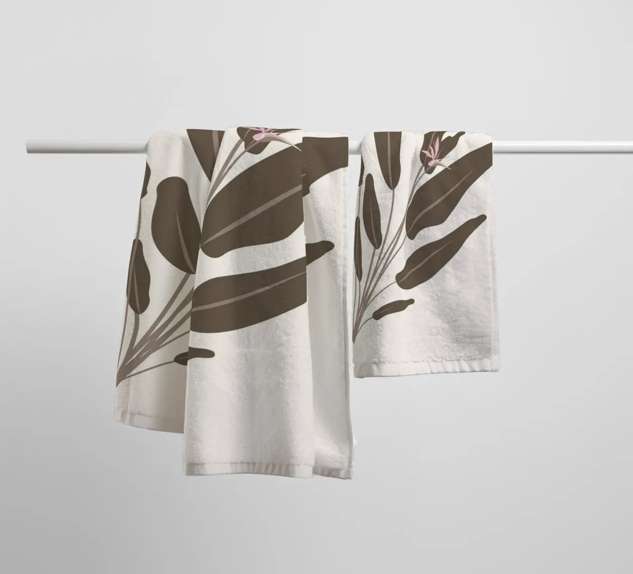 Abstract Bird of Paradise Leaf | Earthy Tone Botanical Print towel by NorwesClub