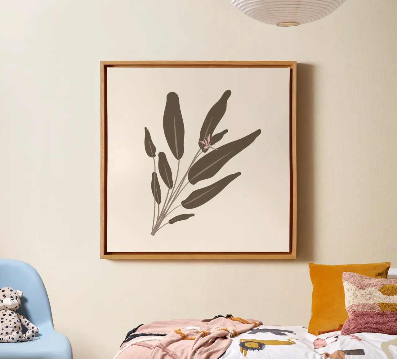 Abstract Bird of Paradise Leaf | Earthy Tone Botanical Print canvas with Floater frame by NorwesClub