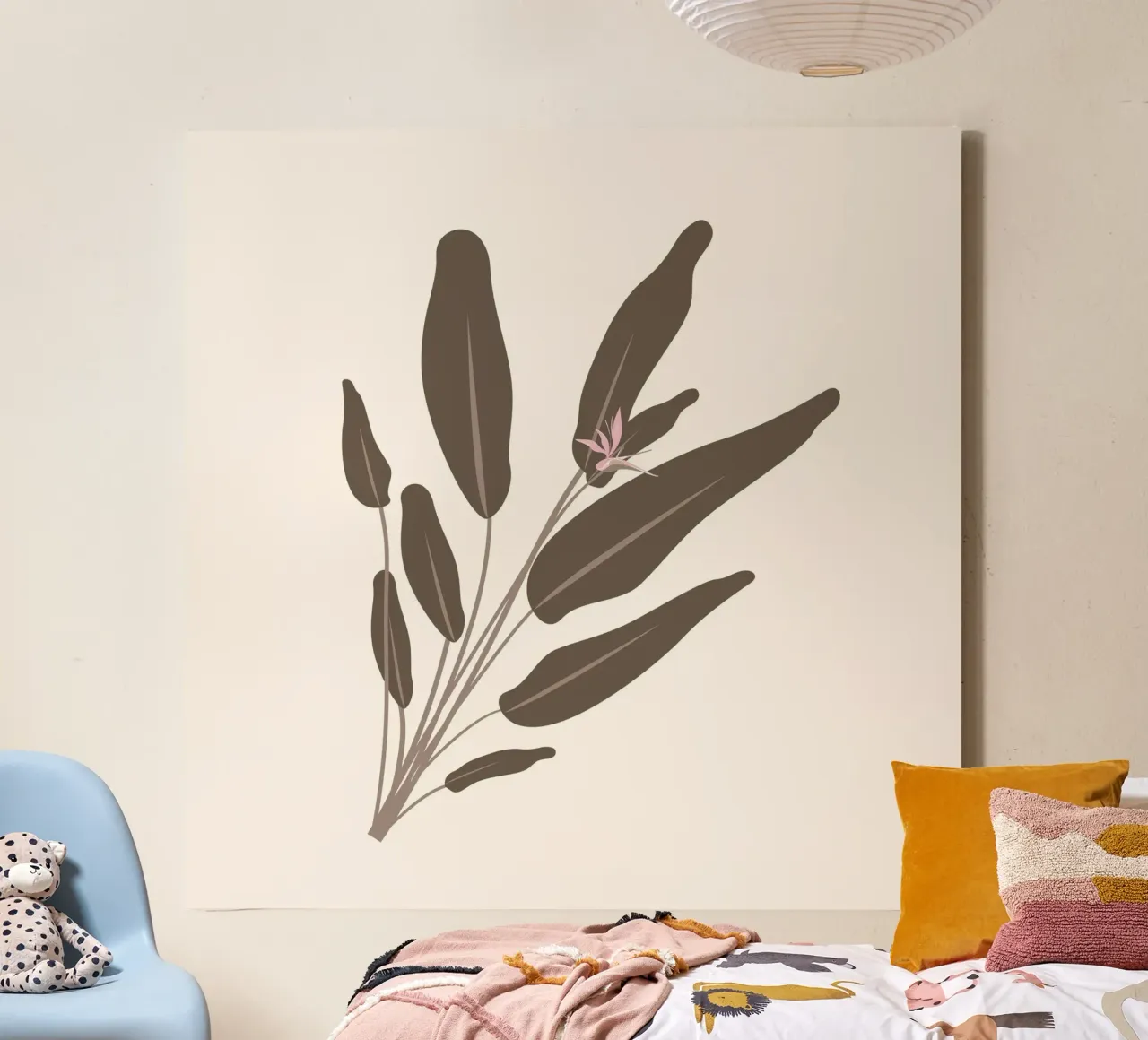 Abstract Bird of Paradise Leaf | Earthy Tone Botanical Print canvas with Floater frame by NorwesClub