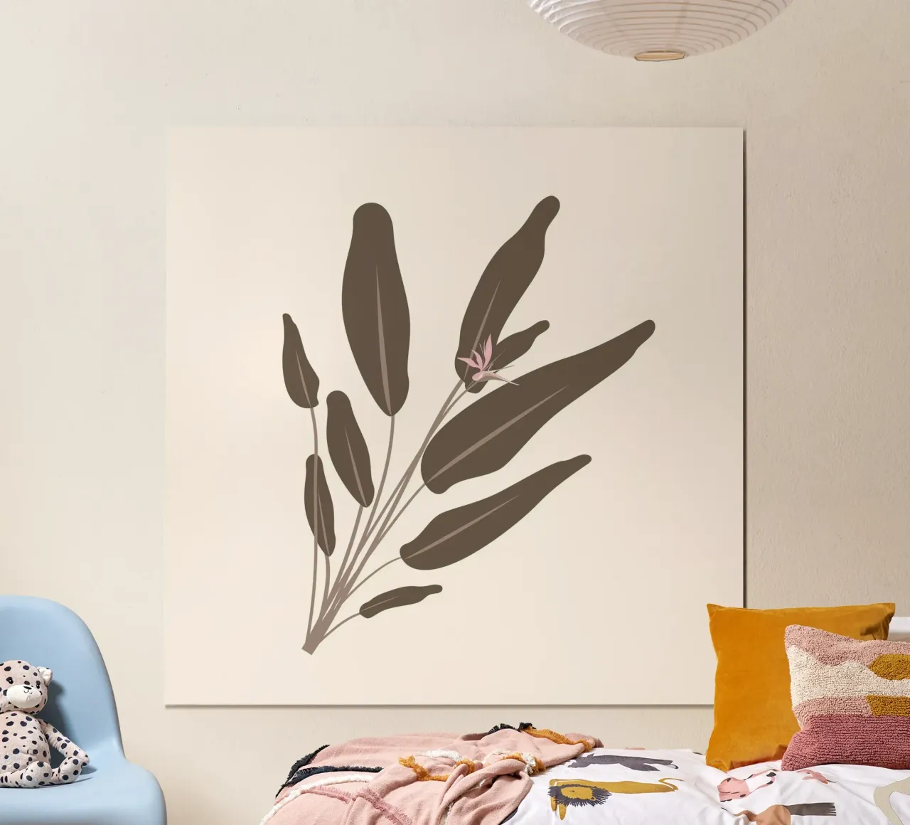Abstract Bird of Paradise Leaf | Earthy Tone Botanical Print poster with plastic frame by NorwesClub