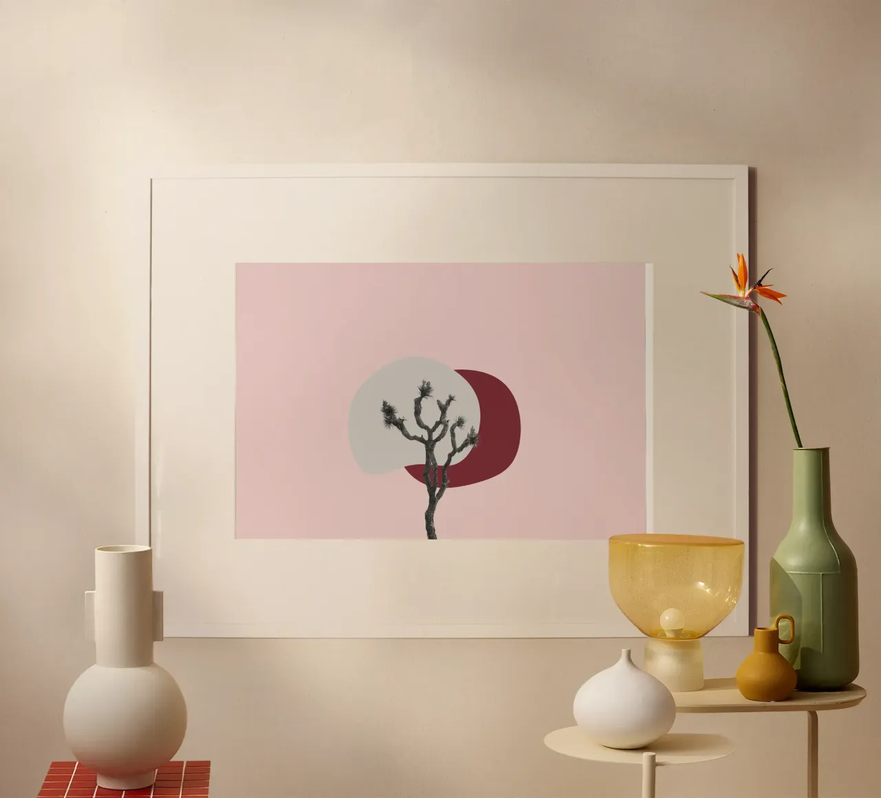 Joshua Tree Minimalistischer Druck | Wüstensonnenuntergang Abstrakte Kunst Poster von NorwesClub