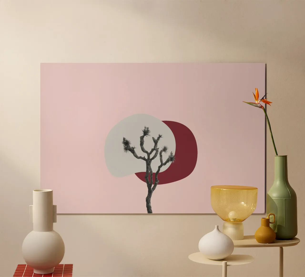 Joshua Tree Minimalistischer Druck | Wüstensonnenuntergang Abstrakte Kunst Poster von NorwesClub