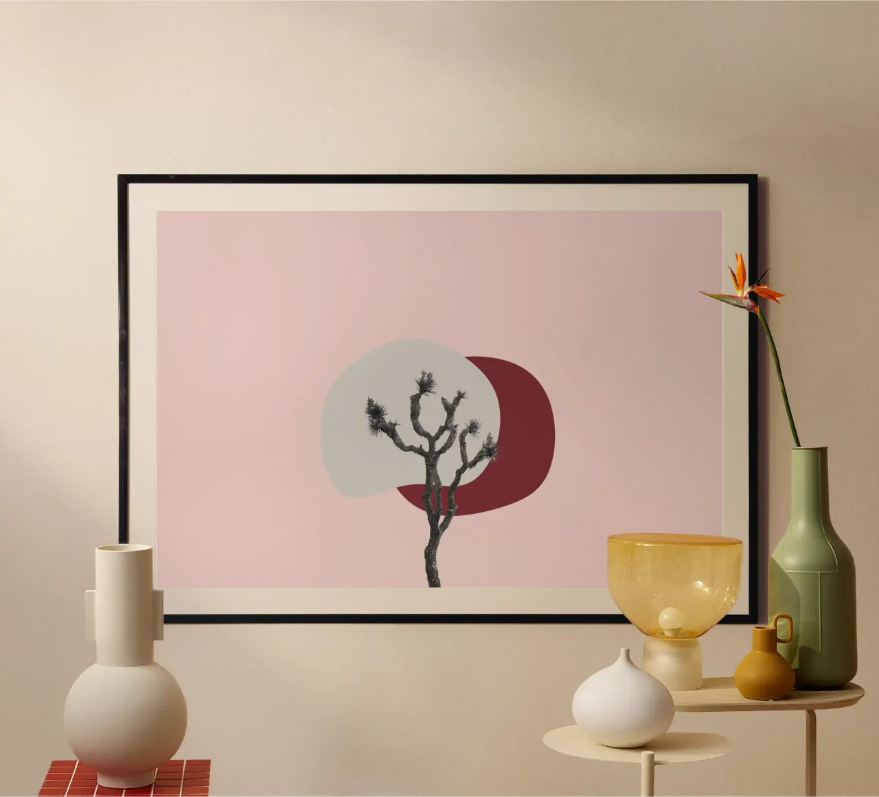 Joshua Tree Minimalistischer Druck | Wüstensonnenuntergang Abstrakte Kunst Poster von NorwesClub