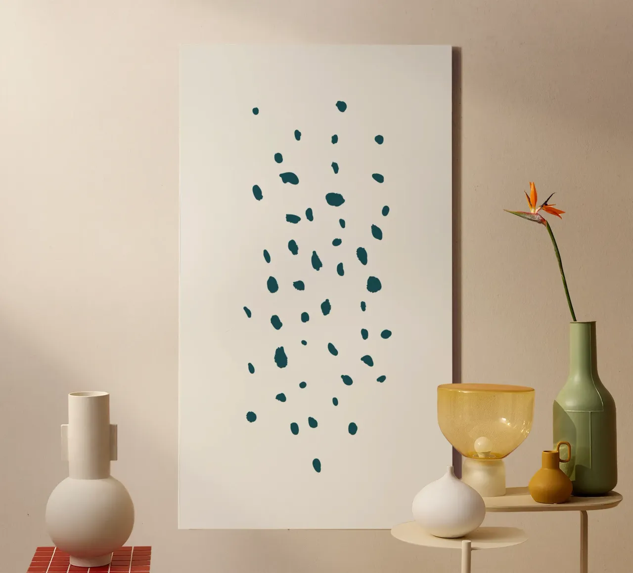 Abstract Teal Dot Pattern | Minimalist Organic Spot Art Prin canvas by NorwesClub