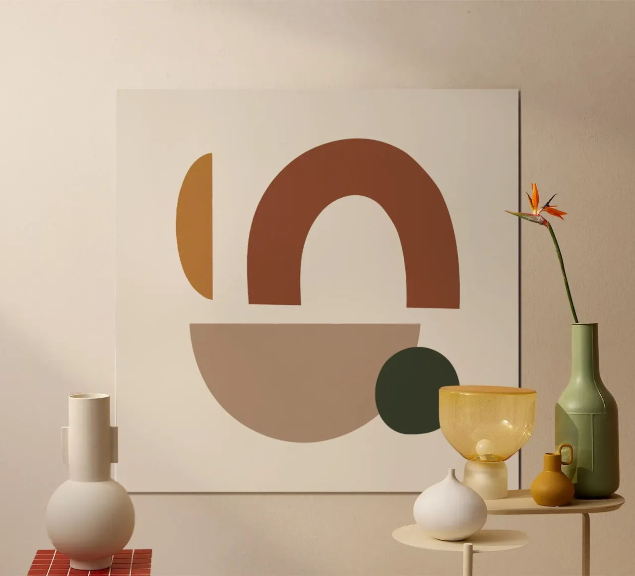 Forme astratte Boho | Arte geometrica moderna di metà secolo poster con telaio in plastica da NorwesClub