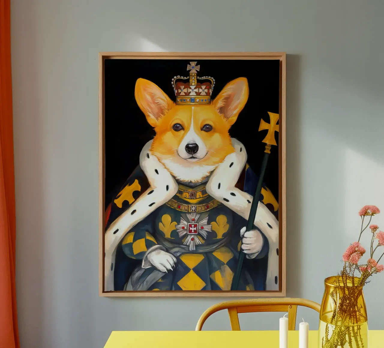 Royal Corgi tela con Cornice a cassetta da Fleur de Lys