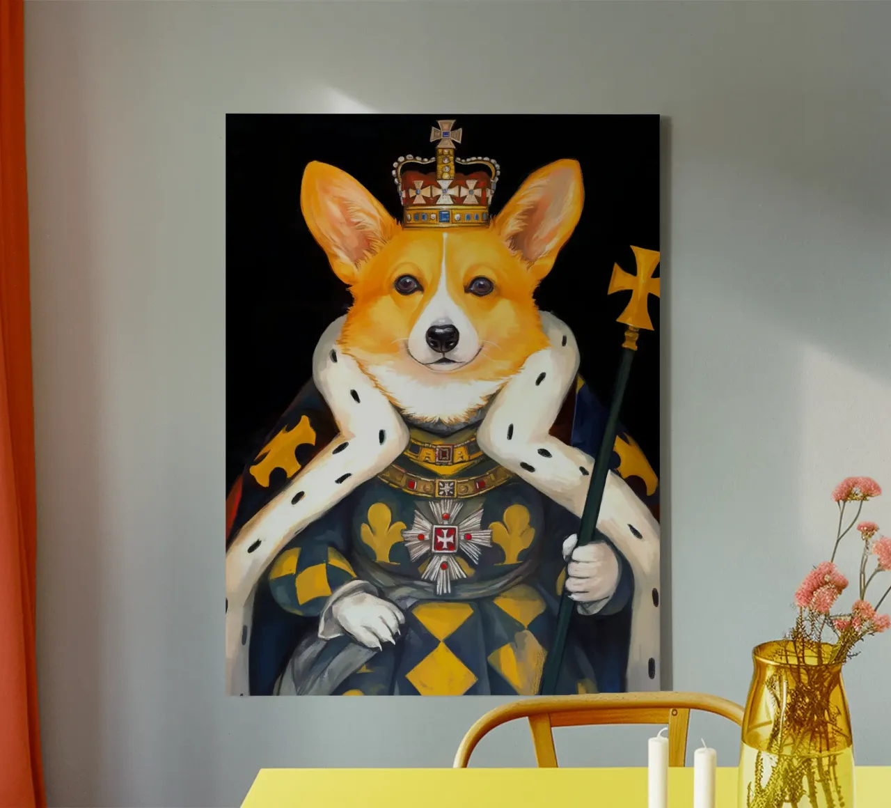 Royal Corgi tela con Cornice a cassetta da Fleur de Lys