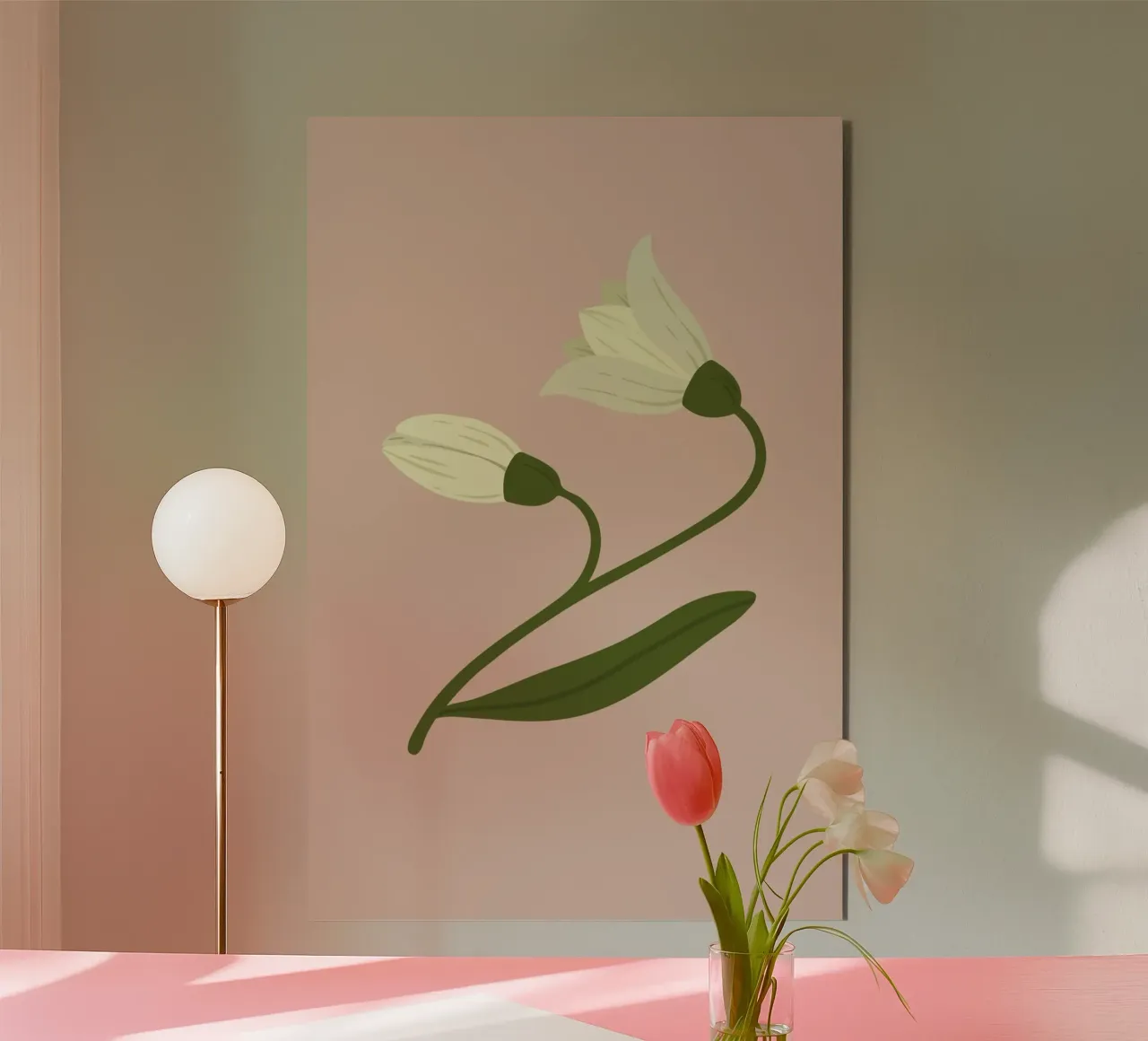 Bucaneve Boccioli di fiori Pastello | Minimalista Primavera Botanico Pr alluminio dibond da NorwesClub