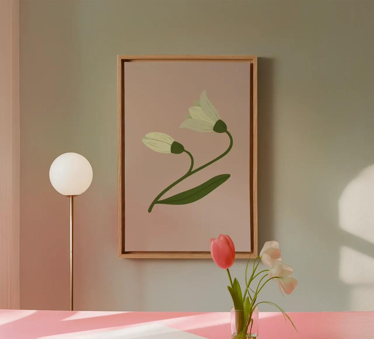 Snowdrop Flower Buds Pastel | Minimalist Spring Botanical Pr canvas by NorwesClub