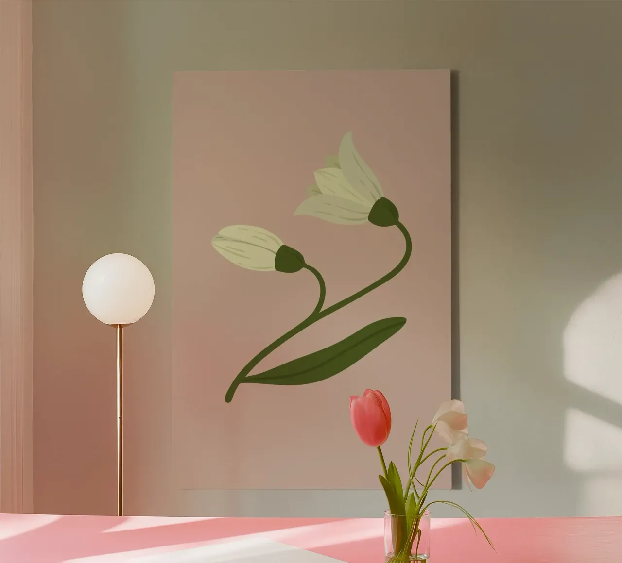 Snowdrop Flower Buds Pastel | Minimalist Spring Botanical Pr canvas by NorwesClub