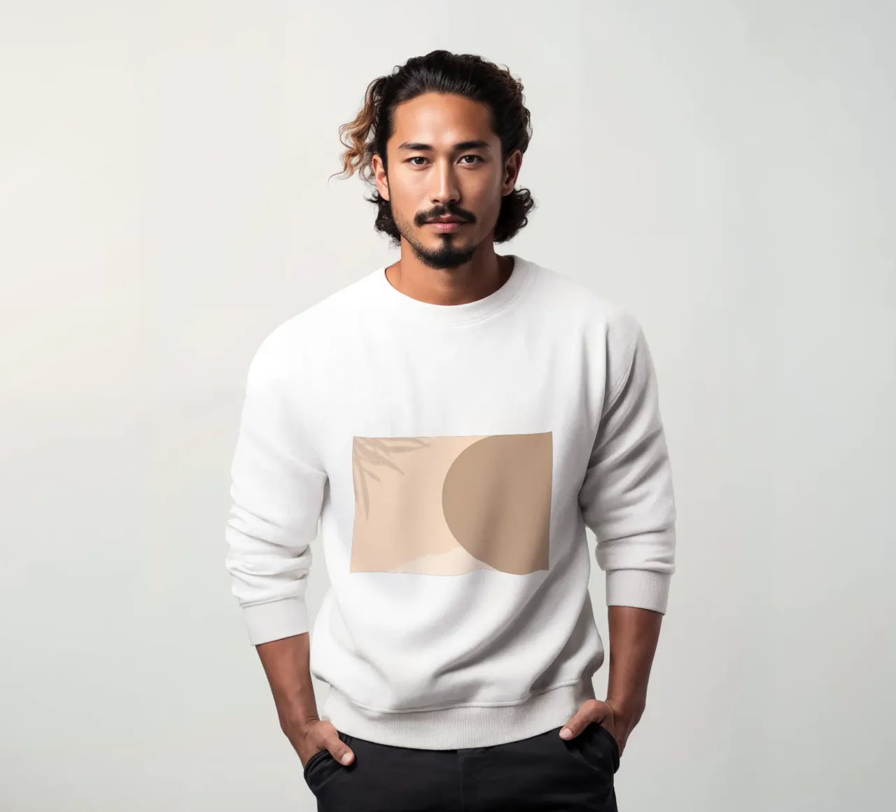 Boho Abstrakt Schattenspiel | Erdige Töne Kreis Kunstdruck Sweatshirt von NorwesClub