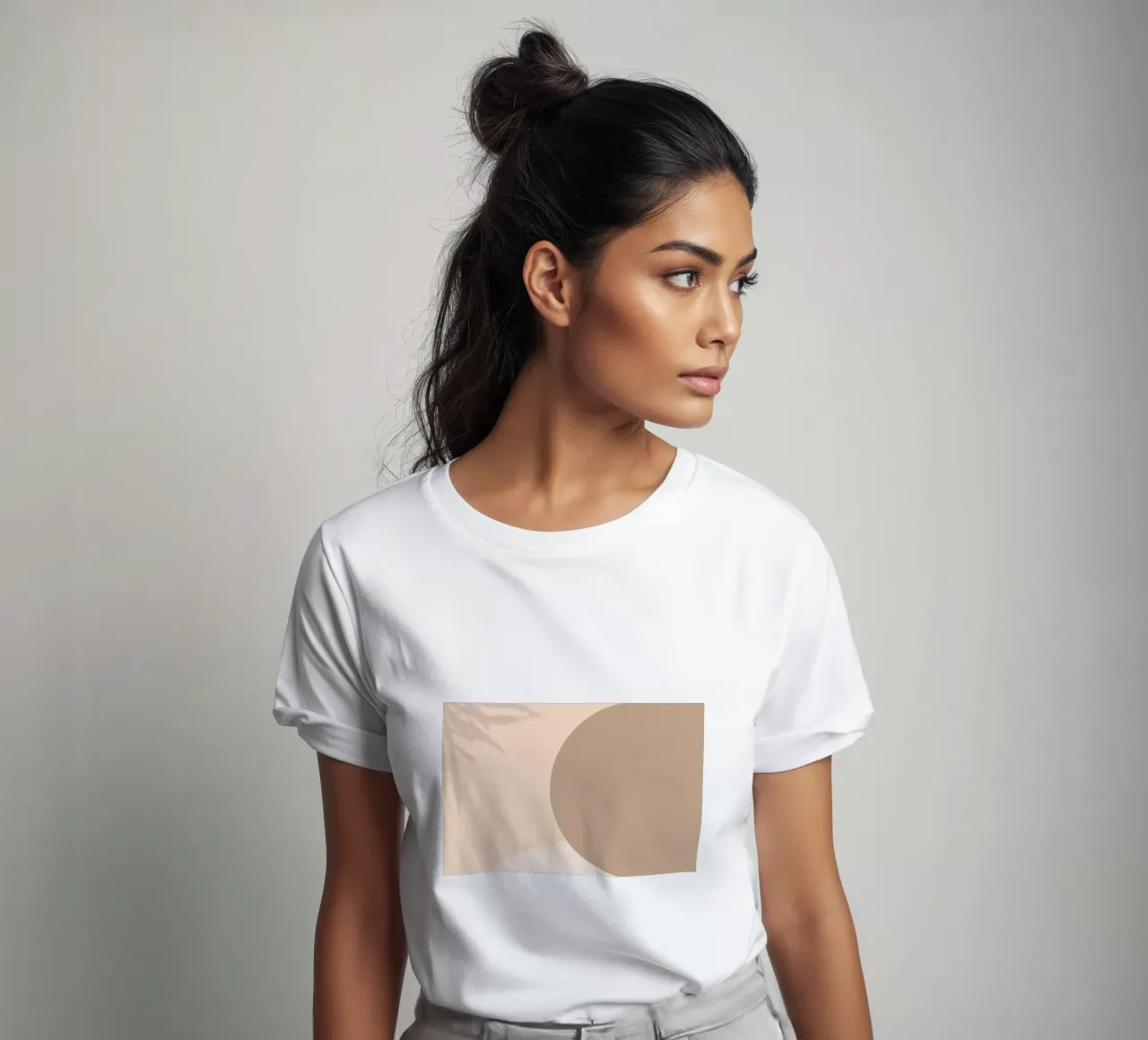 Boho Abstract Shadow Play | Earthy Tones Circle Art Print camiseta de NorwesClub