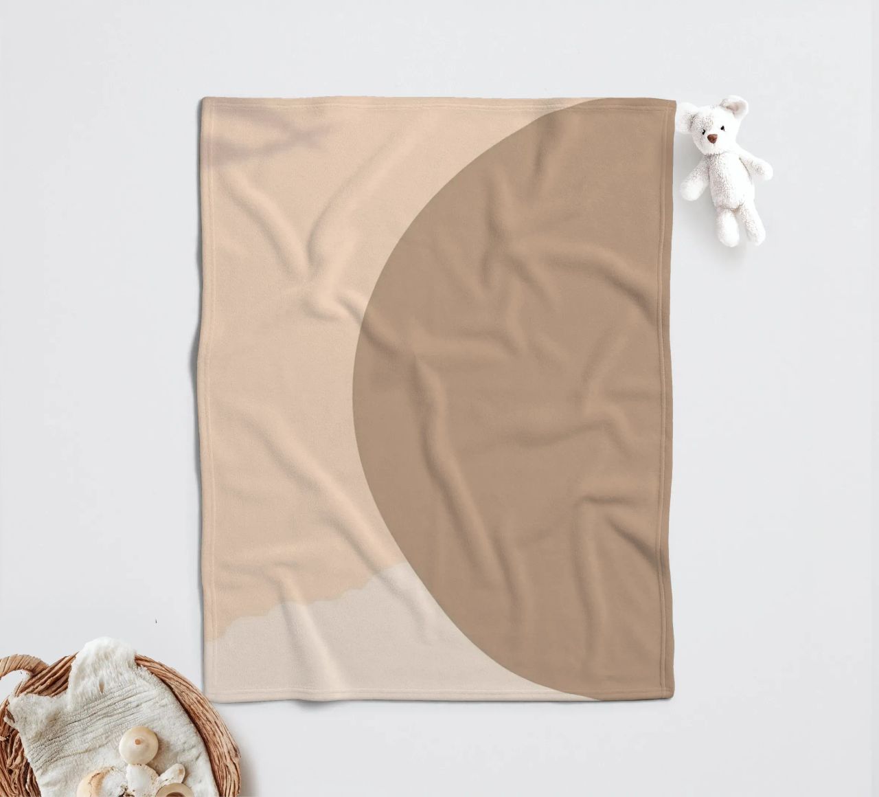 Boho Abstract Shadow Play | Earthy Tones Circle Art Print fleece blanket by NorwesClub
