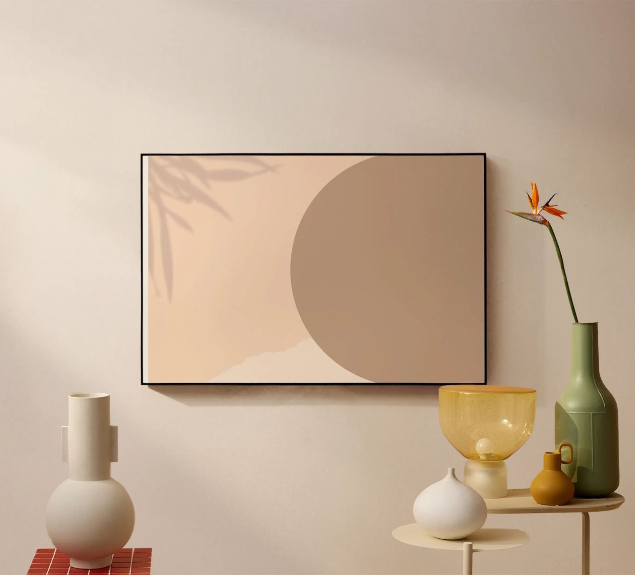 Boho Abstract Shadow Play | Earthy Tones Circle Art Print metacrilato de NorwesClub