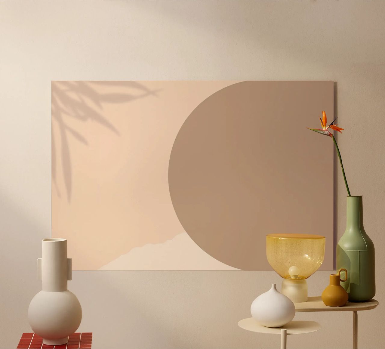Boho Abstract Shadow Play | Earthy Tones Circle Art Print metacrilato de NorwesClub