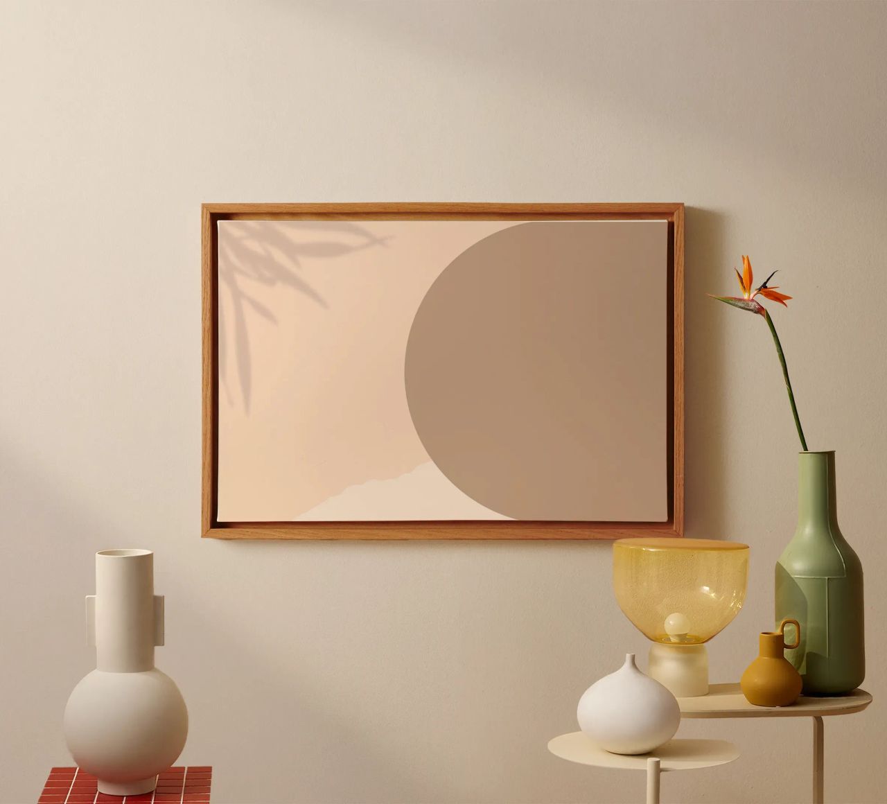 Boho Abstract Shadow Play | Earthy Tones Circle Art Print canvas by NorwesClub