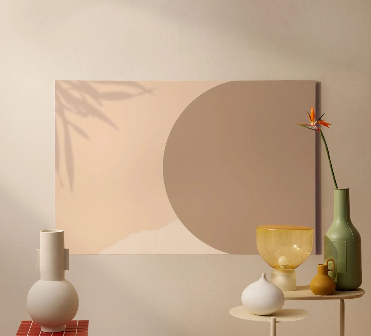 Boho Abstract Shadow Play | Earthy Tones Circle Art Print canvas by NorwesClub
