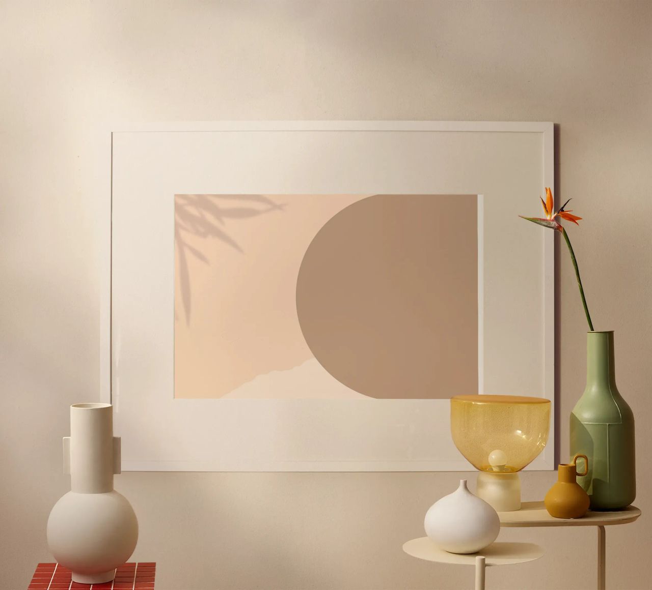Boho Abstract Shadow Play | Earthy Tones Circle Art Print poster by NorwesClub