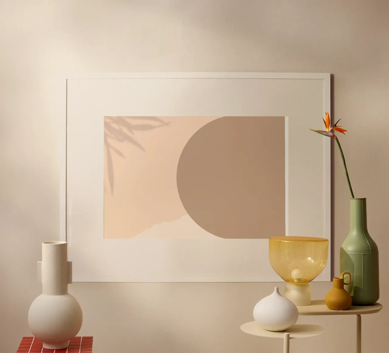 Boho Abstract Schaduwspel | Aardetinten Circle Art Print hahnemühle van NorwesClub