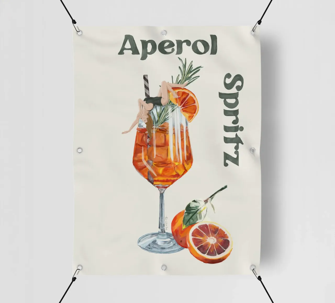 Aperol Spritz retro vintage cream orange beverage poster pvc cover by This Wild Soul - Illustration