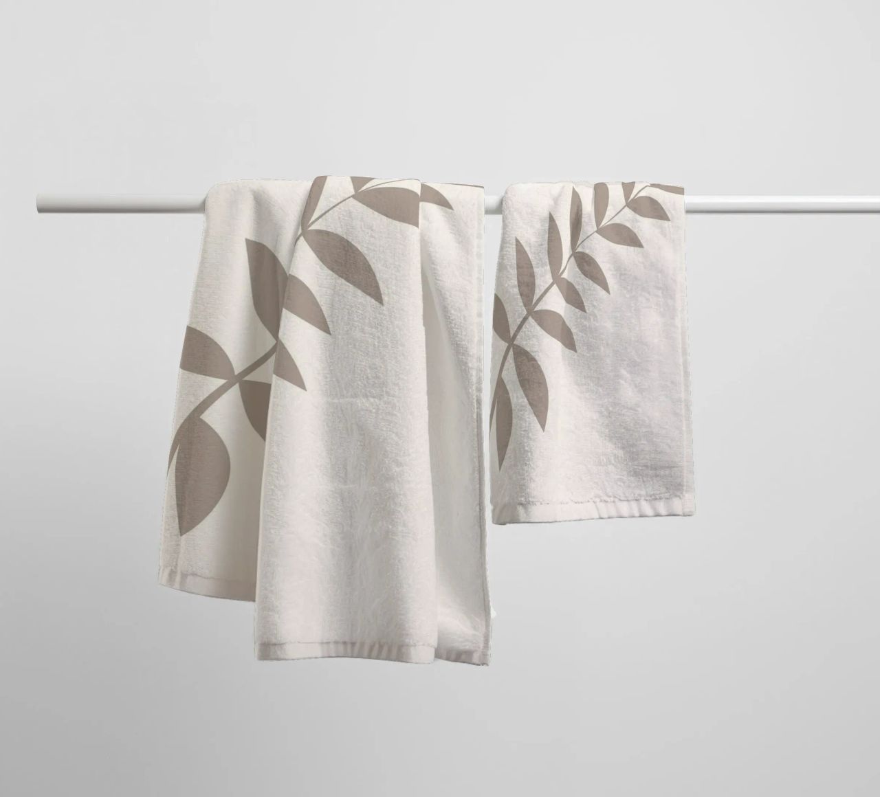 Minimalist Pastel Leaf Branch | Scandinavian Botanical Art P towel by NorwesClub