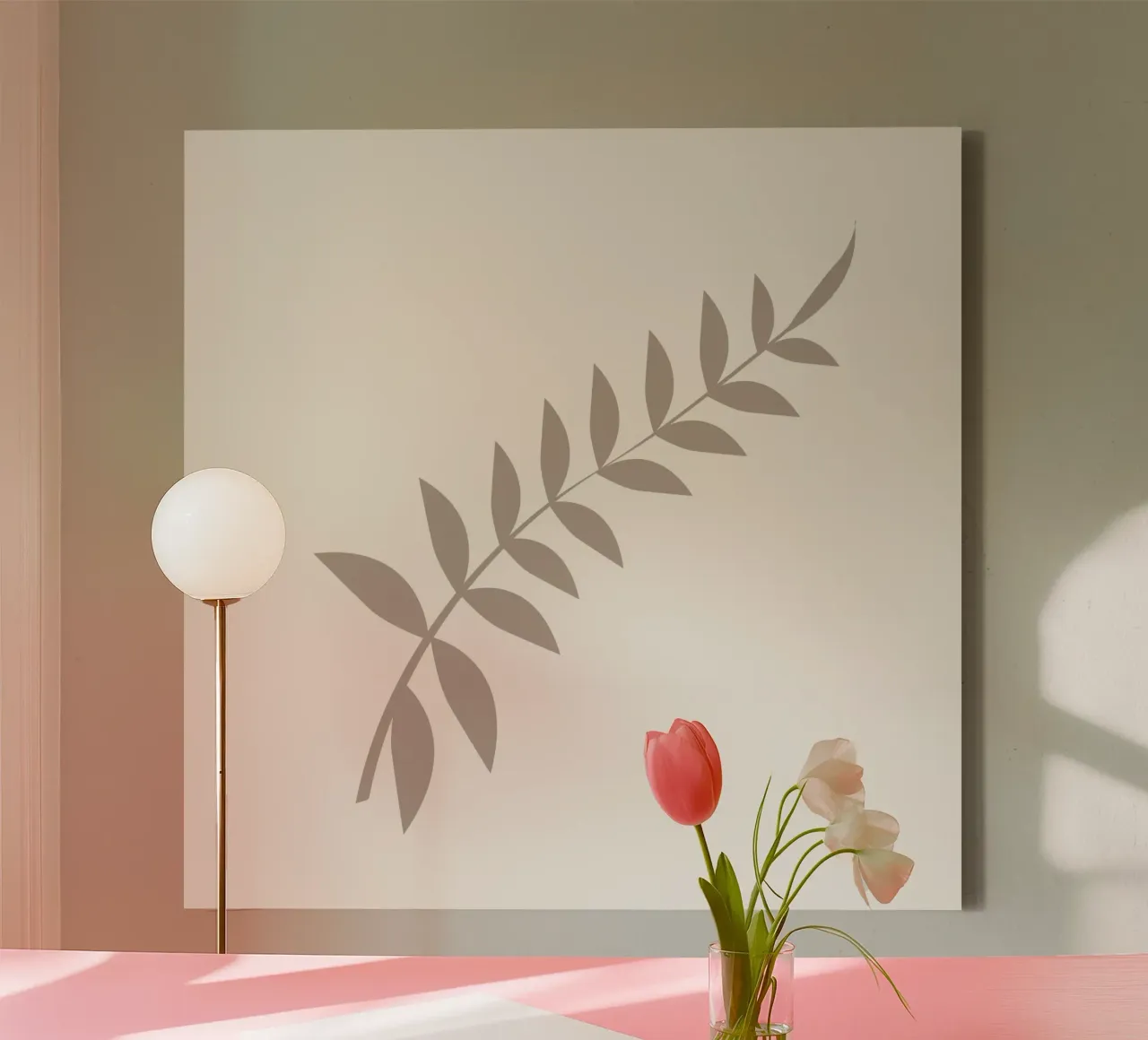 Minimalista Rama Hoja Pastel | Arte Botánico Escandinavo P lienzo de NorwesClub