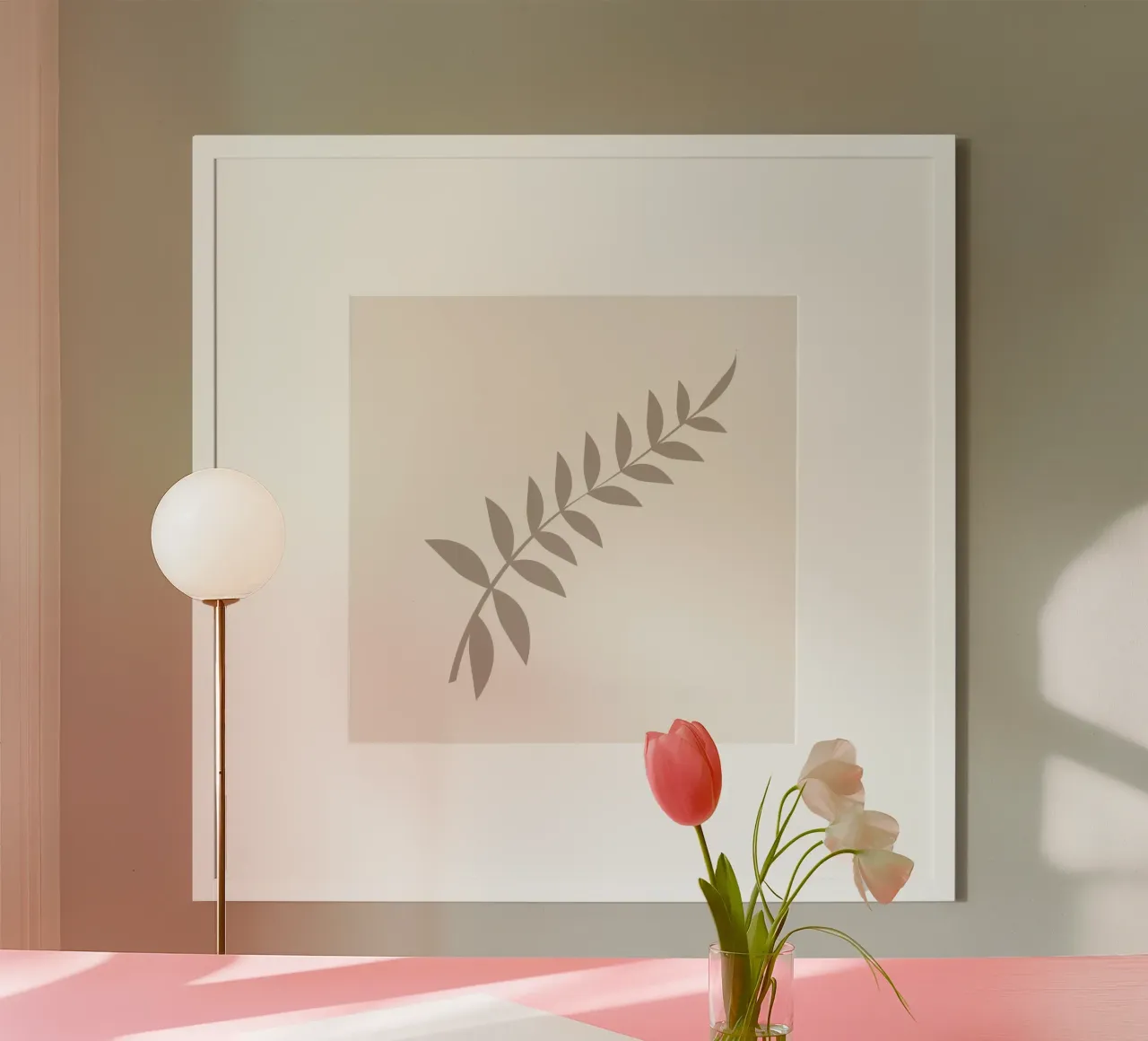 Minimalist Pastel Leaf Branch | Scandinavian Botanical Art P poster by NorwesClub