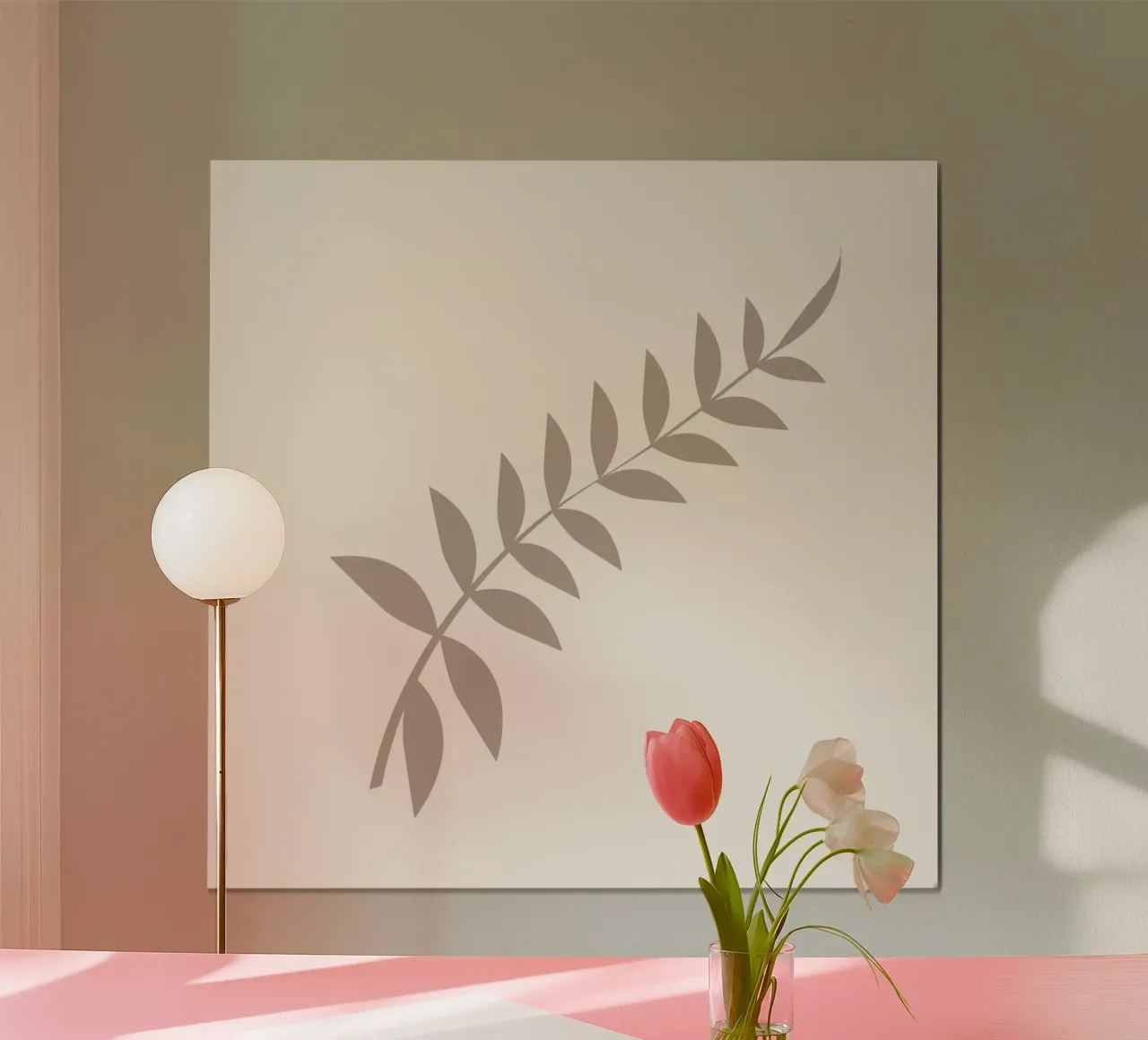 Minimalist Pastel Leaf Branch | Scandinavian Botanical Art P poster by NorwesClub