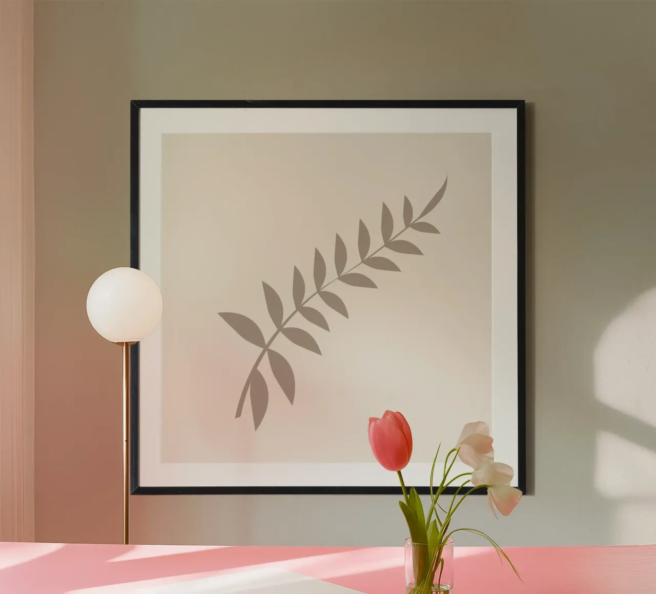 Minimalist Pastel Leaf Branch | Scandinavian Botanical Art P poster by NorwesClub