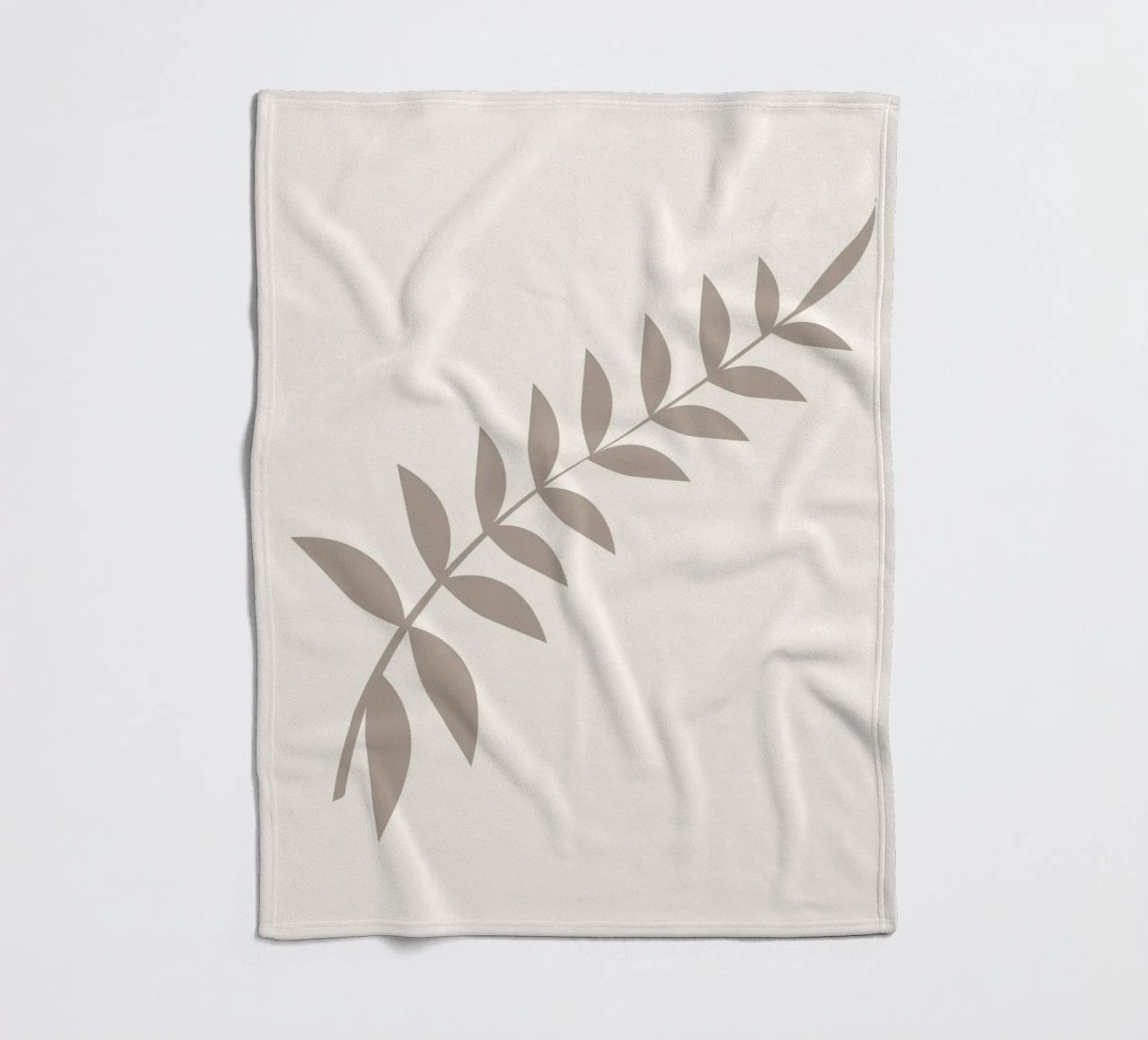 Minimalist Pastel Leaf Branch | Scandinavian Botanical Art P fleece blanket by NorwesClub