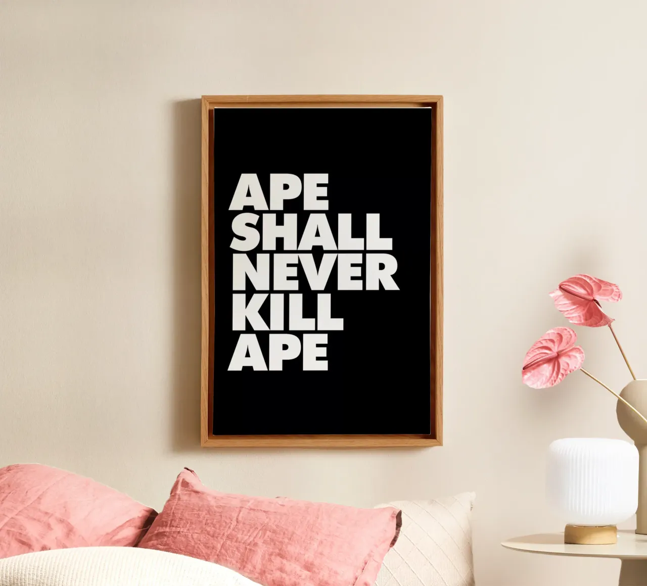 APE SHALL NEVER KILL APE tela con Cornice a cassetta da The Indoor Type