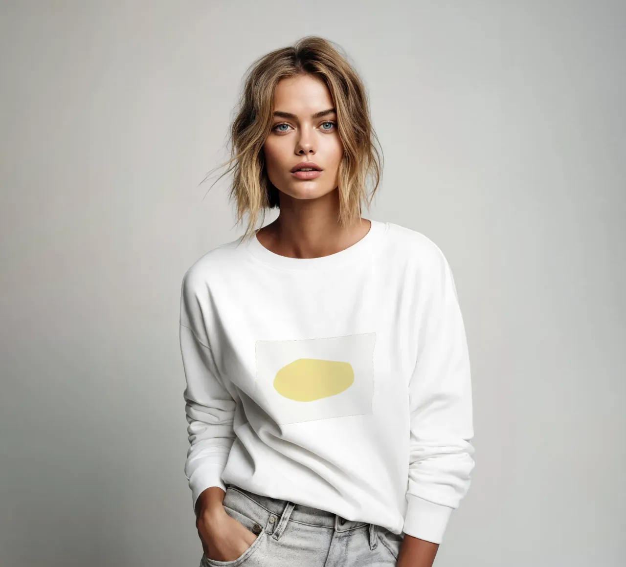 Forme organique jaune doux | Minimalist Pastel Abstract Print sweat de NorwesClub