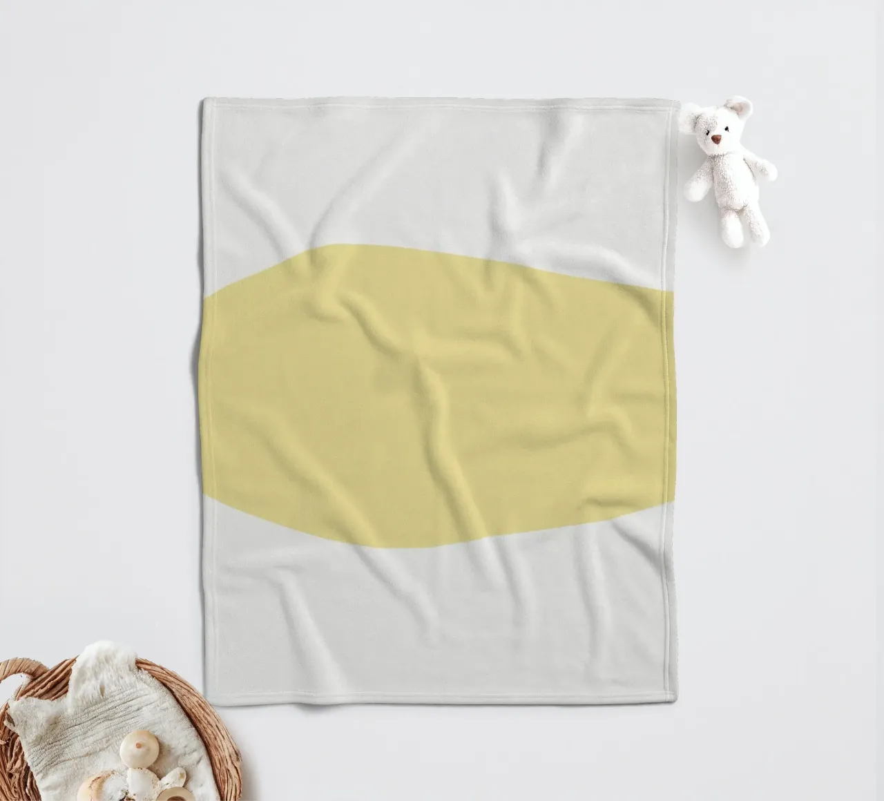 Forme organique jaune doux | Minimalist Pastel Abstract Print plaid polaire de NorwesClub