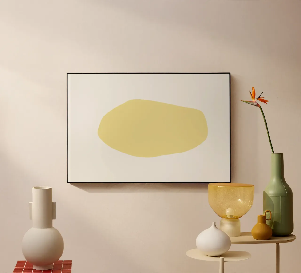 Forme organique jaune doux | Minimalist Pastel Abstract Print plexiglas de NorwesClub