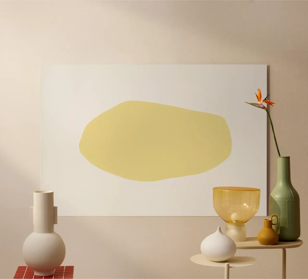 Forme organique jaune doux | Minimalist Pastel Abstract Print plexiglas de NorwesClub