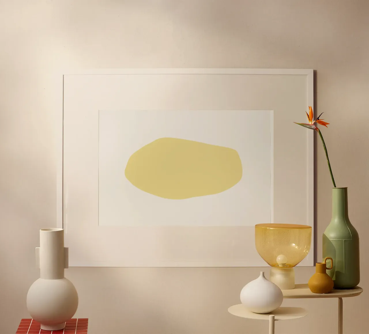 Forme organique jaune doux | Minimalist Pastel Abstract Print hahnemühle de NorwesClub