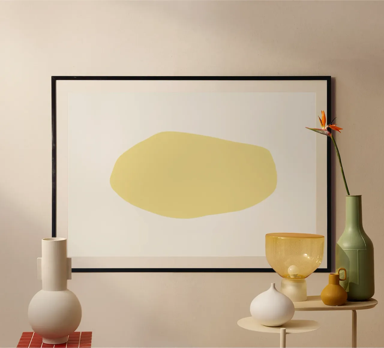 Forme organique jaune doux | Minimalist Pastel Abstract Print hahnemühle de NorwesClub