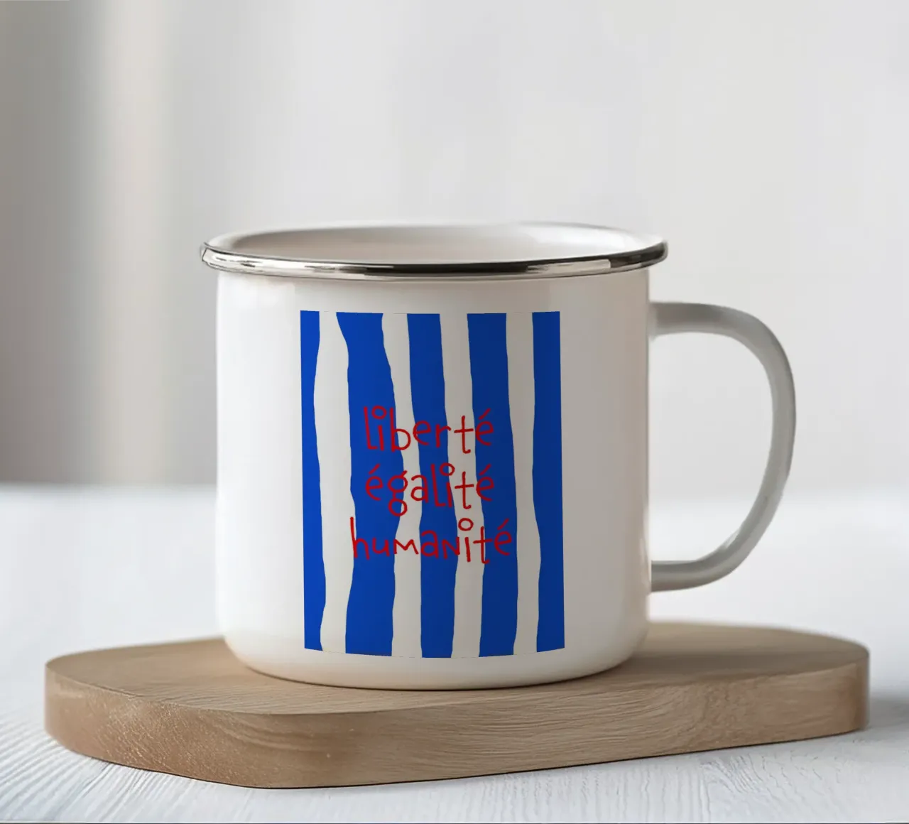 liberté, égalité, humanité. tazza in smalto da FRICKE DESIGN