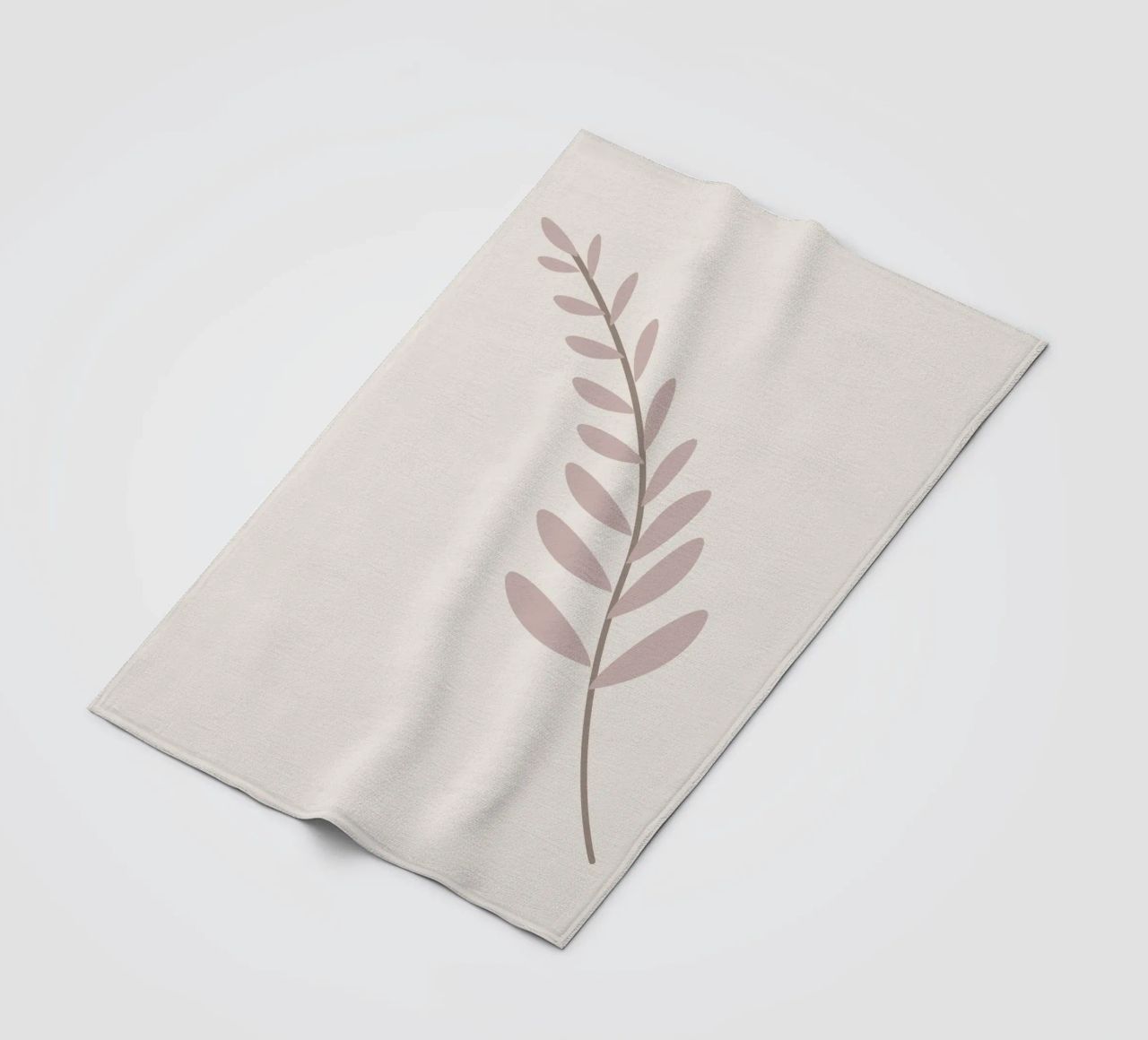 Blush Pink Leaf Branch | Minimalist Botanical Art Print fleece blanket by NorwesClub