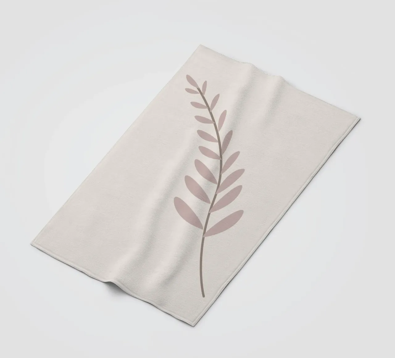 Ramo di foglie rosa sfumato - Stampa d'arte botanica minimalista coperta in pile da NorwesClub