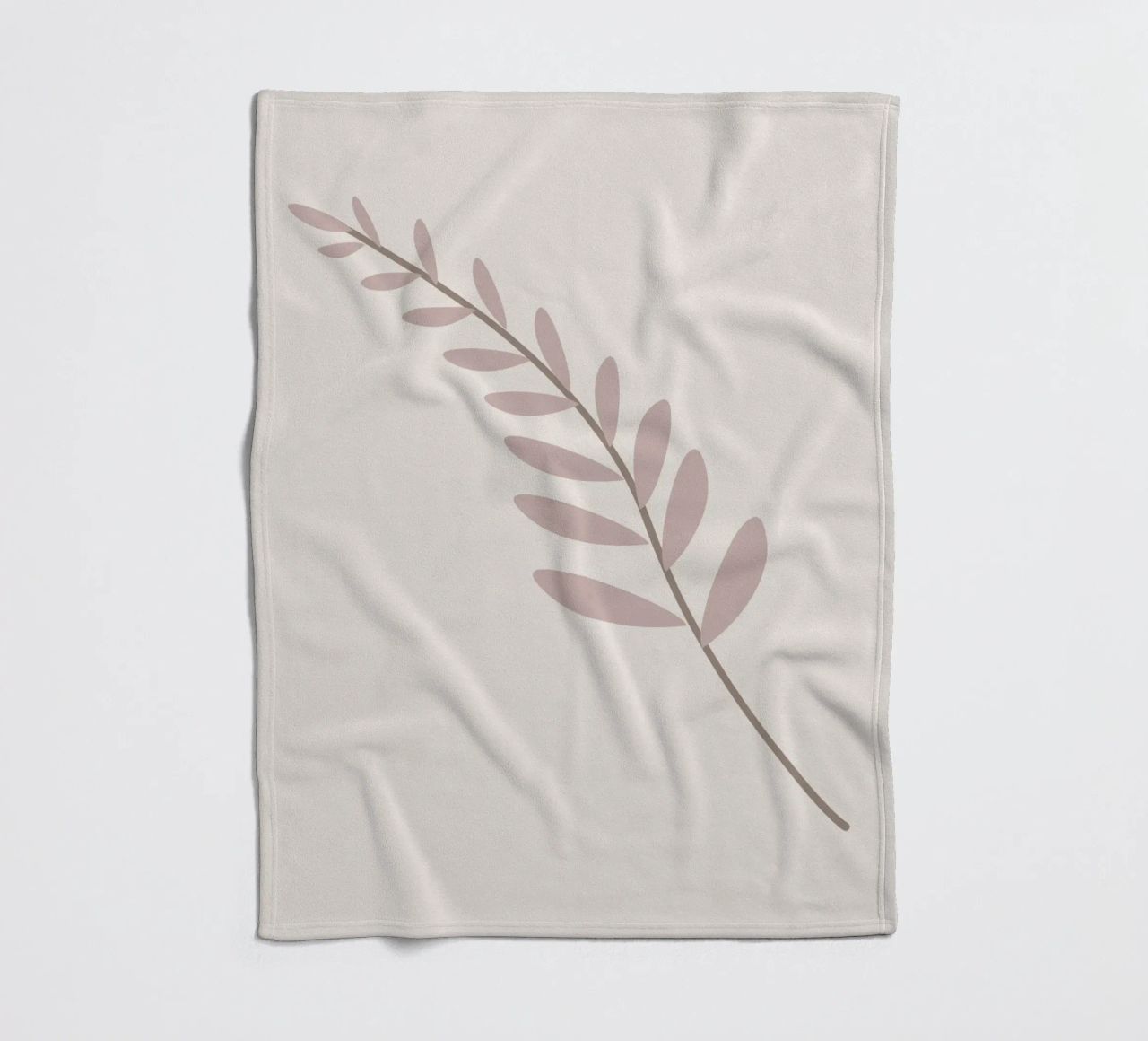 Blush Pink Leaf Branch | Minimalist Botanical Art Print fleece blanket by NorwesClub